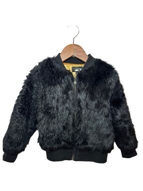ROCK YOUR KID black faux fur bomber jacket - size 5 (fits 4 imo)